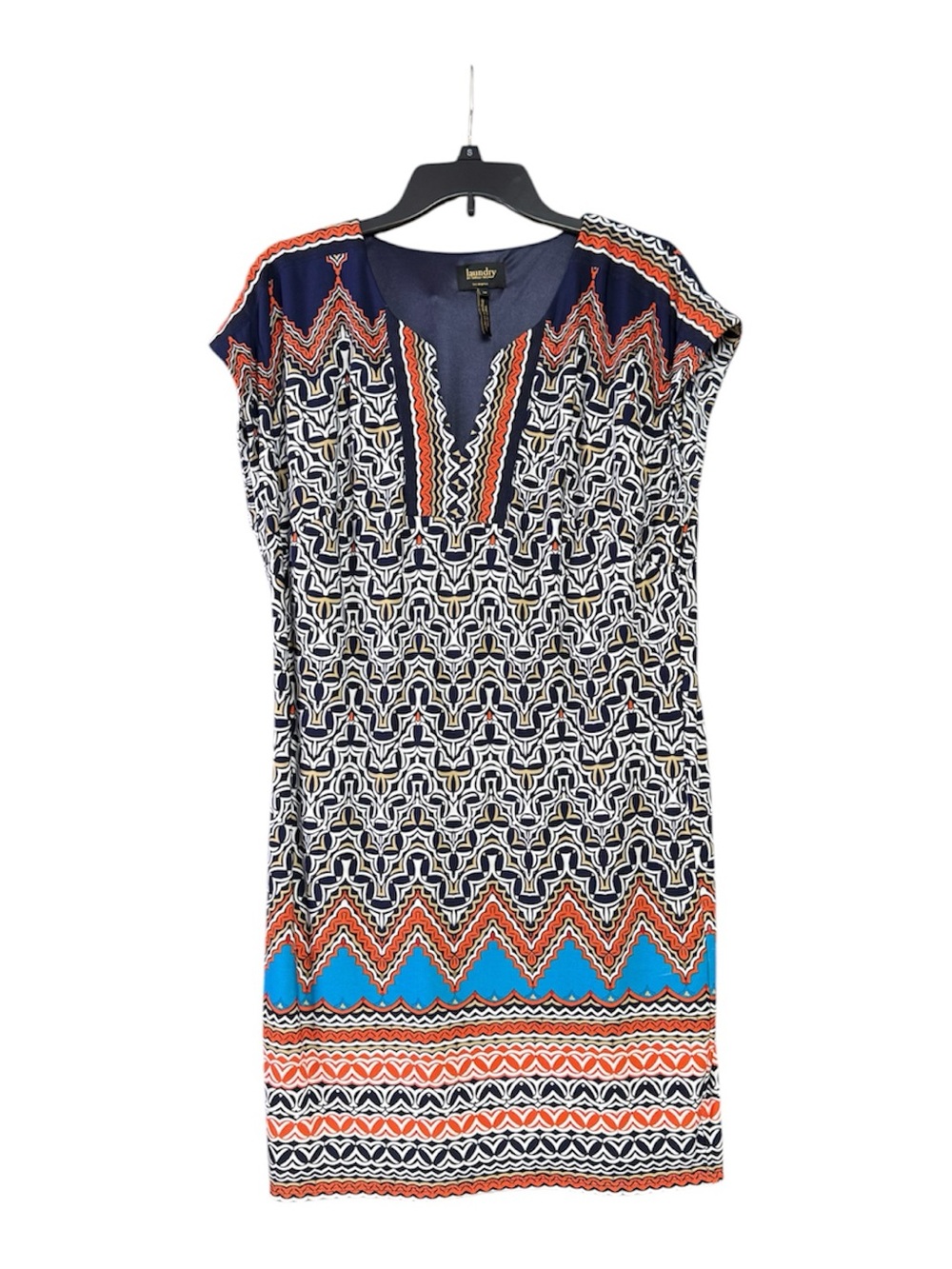 Laundry by Shelli Segal shift dress size medium navy/turquoise/orange